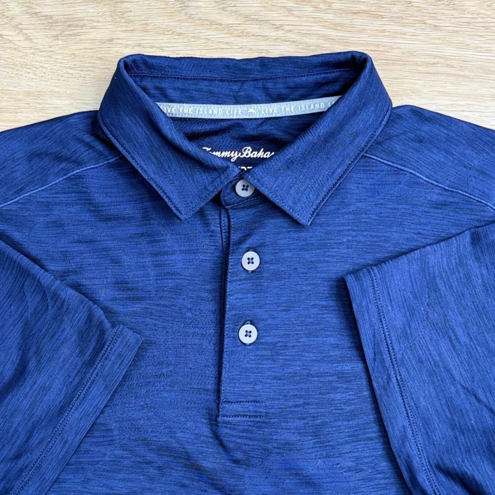 Tommy Bahama IslandZone Polo Shirt Mens Small Blue Tonal Tropical Pattern